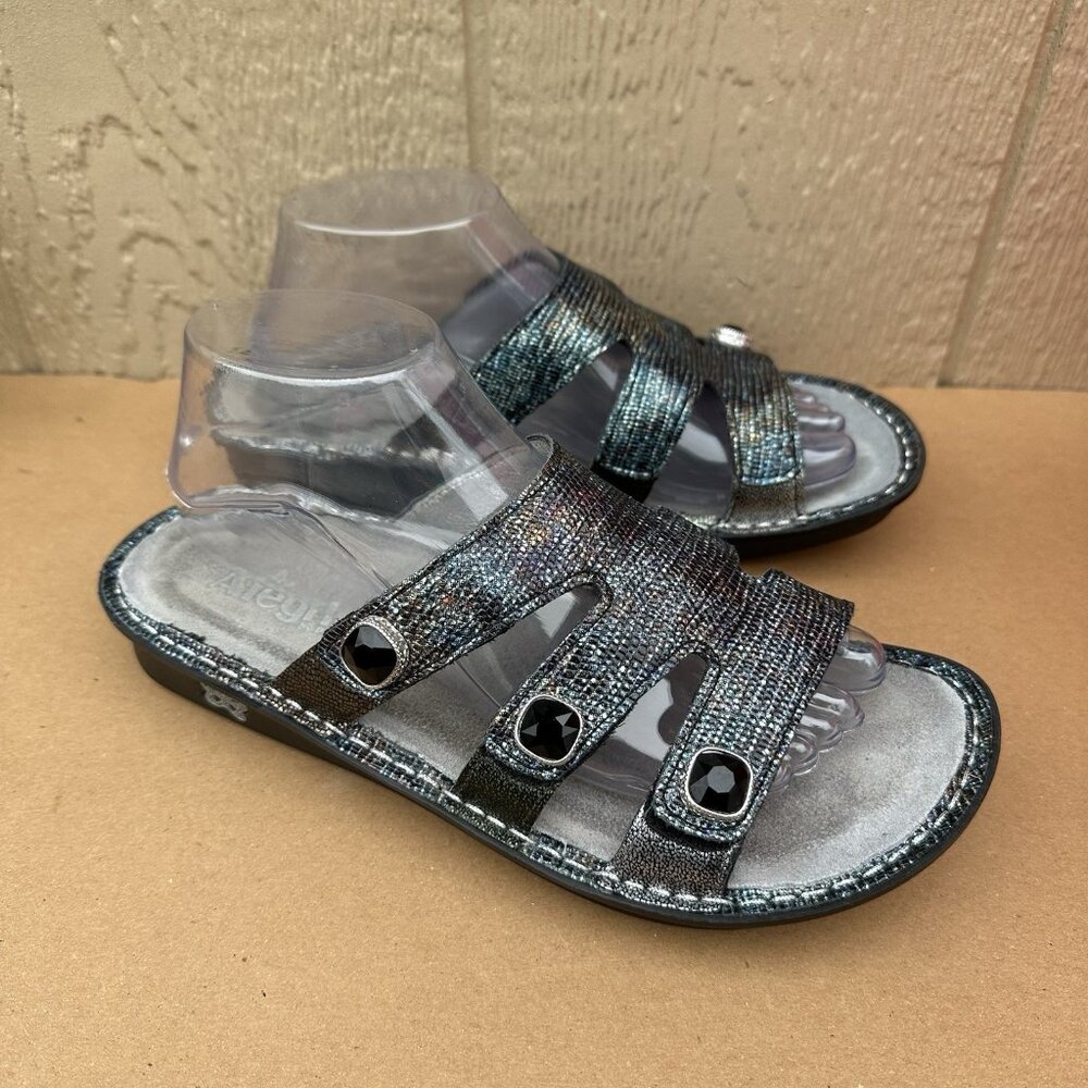 Alegria Sandals Venice Glimmer Glam Wedge Slide VEN-292 Black Women’s Size 39/9